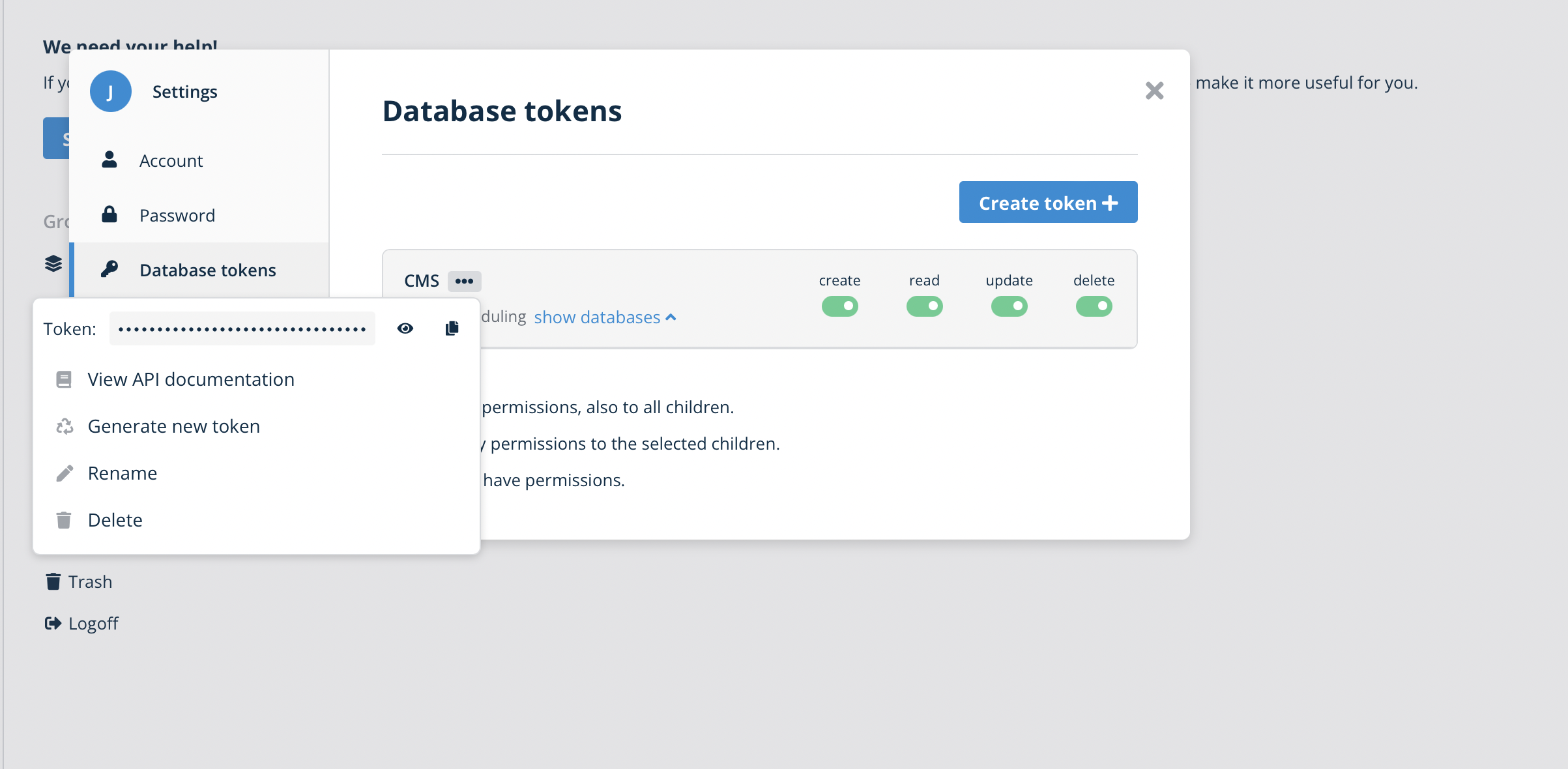 Database API documentation // Baserow